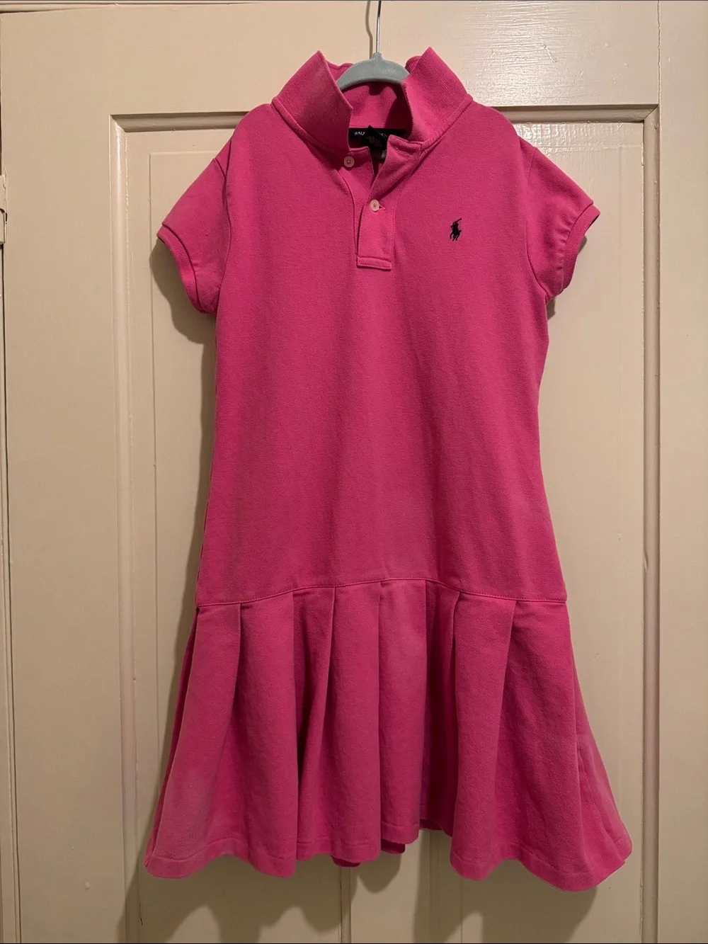 Ralph Lauren Girls' Hot Pink Polo Dress with Embroidered Pony